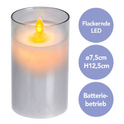 LED-Kerze flackernd im Glas ca.12,5cm