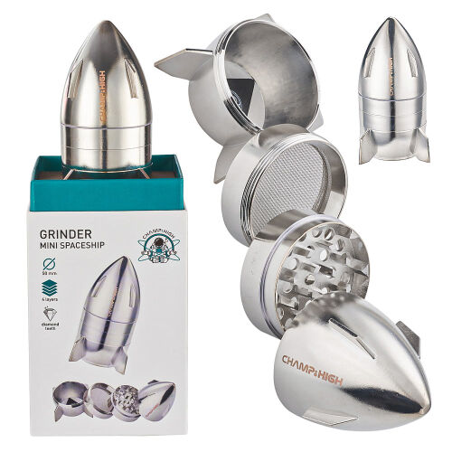 Grinder Metall " Mini Rakete " 50mm Champ - Silber