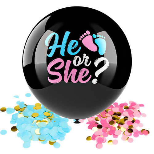 Baby Gender Reveal Party Ballon " He or She " mit Konfetti