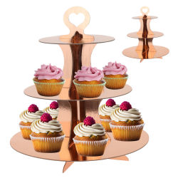 Cupcake Etagere mit 3 Ablagen - Rosegold-farbig