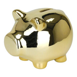 Spardose als Schwein ca.12x9cm - Gold-farbig