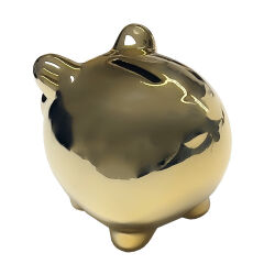 Spardose als Schwein ca.12x9cm - Gold-farbig