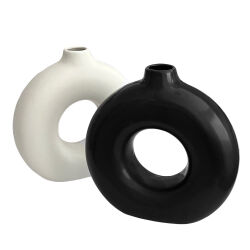 Vase rund Keramik Schwarz ca. 31cm