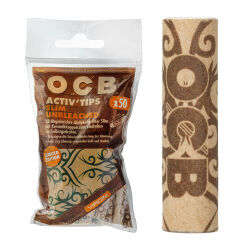 50er Beutel OCB Aktiv Slim Tips 7mm Unbleached Virgin -...