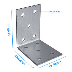 Winkelverbinder aus Stahl ca.60x60x40mm - 12er Set - KINZO